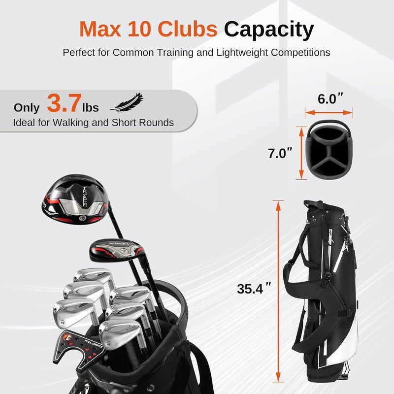 Full Choice Lightweight Golf Stand Bag, 4-Way Full-Length Dividers, Holds Up to 10 Clubs, 3.7 lbs Golf Bag with Dual Straps & Stand for Driving Range, Par 3, and Standard Courses - Image 4